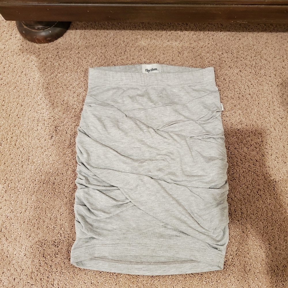Nordstrom Rhythm grey mini rusched skirt